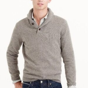 J. Crew Khaki Shawl Collar 2 Button Wool Sweater